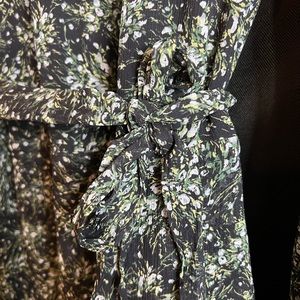 PAIGE | BLACK MINI DRESS WITH GREENERIES